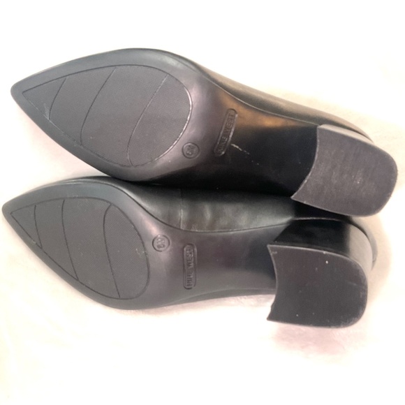 BLACK NINE WEST ISSA BLOCK HEEL MINIMALIST DRESSY COMFORT LEATHER PUMPS SZ 6M - Picture 10 of 14